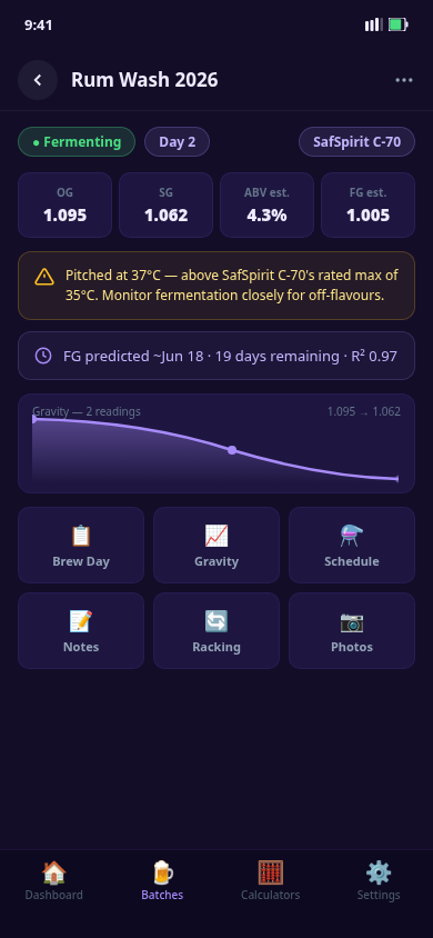 Batch detail screen